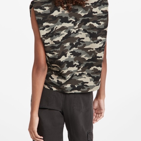 NWT Endless Rose Shopbop Revolve Camo Print Padded Shoulder Sleeveless Top - Picture 3 of 8